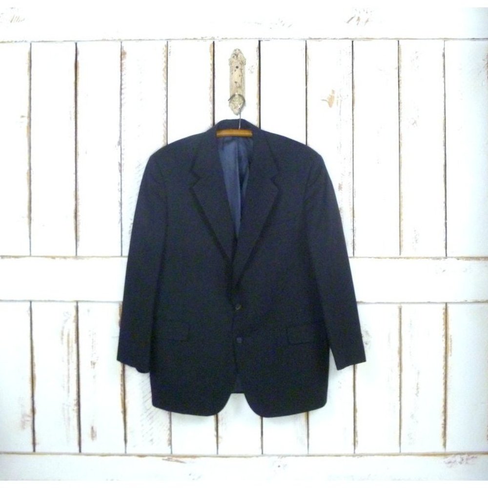Vintage black / slate grey wool sportcoat